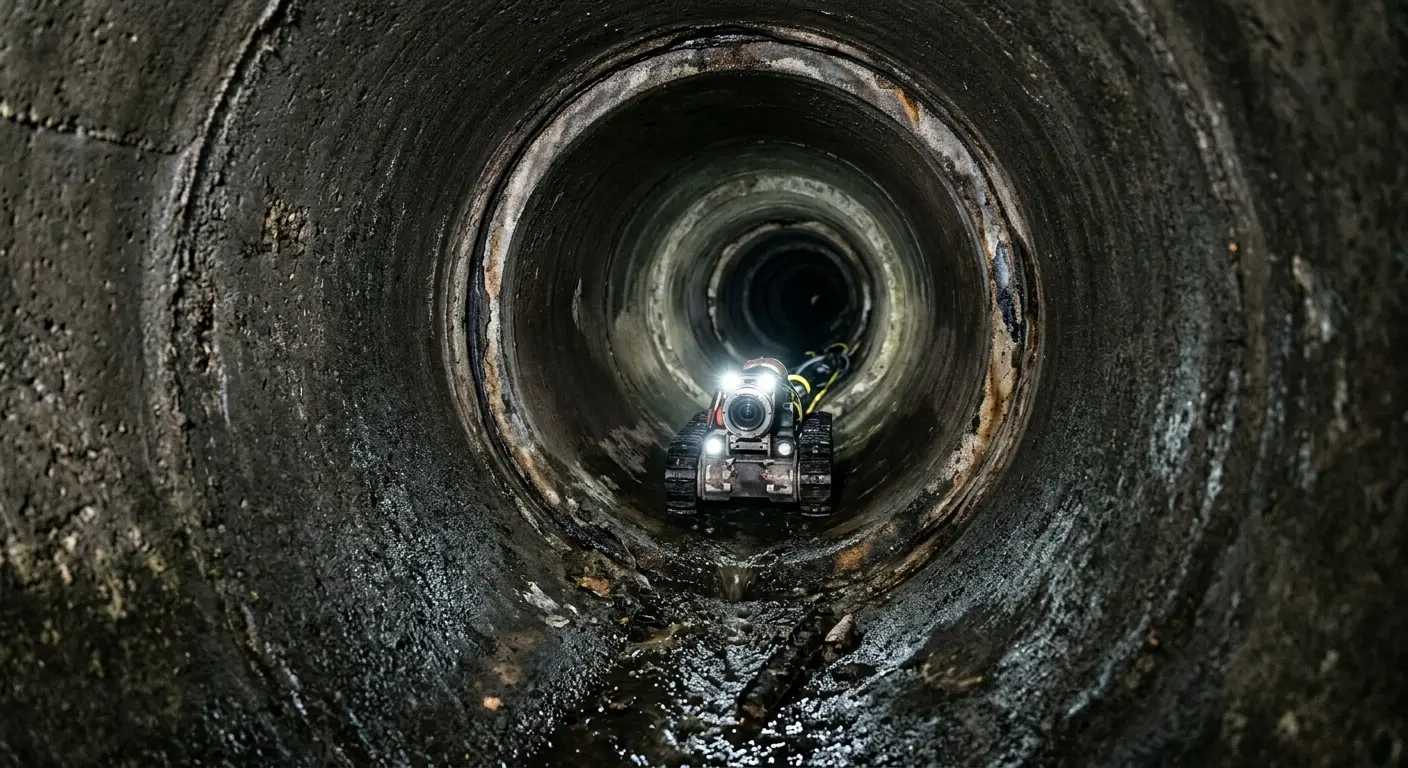 Robotic sewer camera inspecting pipe interior for Sewer Line Repair in DuPont